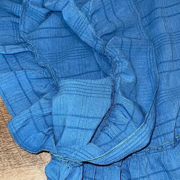 GiGio Plus Womens Ruffled Detail Hi-Low Hem Textured Top Denim Blue Size 1X NWT - Picture 7 of 11